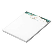 Turquoise Agate Geode Script Monogram Gold Glitzer Notizblock (Rotiert)