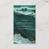 Turquoise Agate Gold Glitzer Script Monogram Foto Visitenkarte (Rückseite)