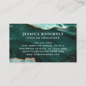 Turquoise Agate Gold Glitzer Script Monogram Foto Visitenkarte (Rückseite)