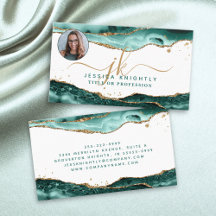 Turquoise Agate Gold Script Monogram Foto