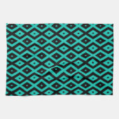 Turquoise and black diamond pattern geschirrtuch (Horizontal)