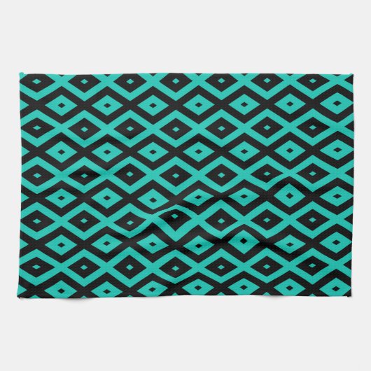 Turquoise and black diamond pattern geschirrtuch (Horizontal)