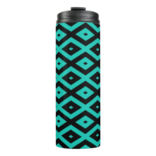 Turquoise and black diamond pattern thermosbecher (Vorderseite)