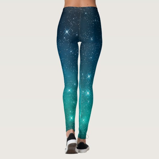 Turquoise and blue gradient starry celestial  leggings (Rückseite)