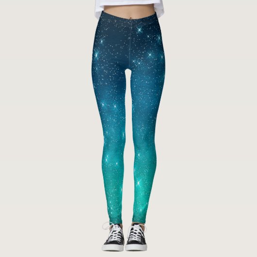 Turquoise and blue gradient starry celestial  leggings (Vorderseite)