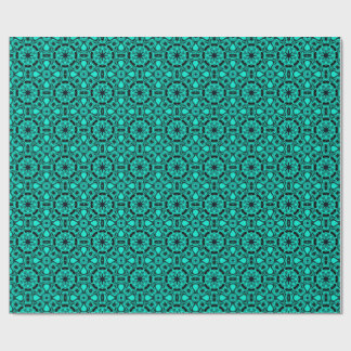 Turquoise and blue Kaleidoscope Fractal Pattern Geschenkpapier