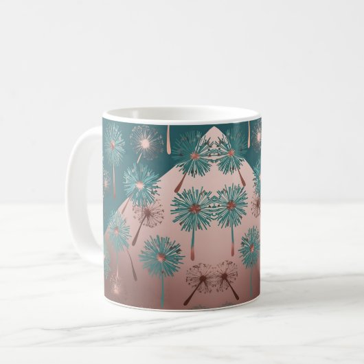  Turquoise and Copper Dandelions Kaffeetasse (Vorderseite Links)