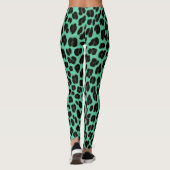 Turquoise And Dark Grey Spots Safari Leopard Print Leggings (Rückseite)