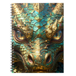 Turquoise and Gold Dragon Face Notizblock