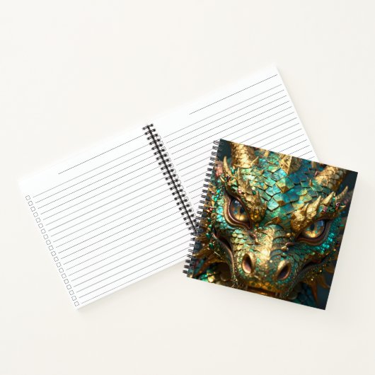 Turquoise and Gold Dragon Face Notizblock (Innenseite)