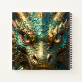 Turquoise and Gold Dragon Face Notizblock (Rückseite)