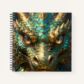 Turquoise and Gold Dragon Face Notizblock (Vorderseite)