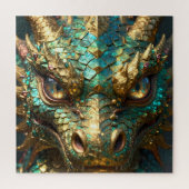 Turquoise and Gold Dragon Face Puzzle (Vertikal)