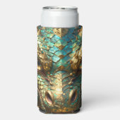 Turquoise and Gold Dragon Face Selters Dosenkühler (Seltzer Rückseite)