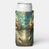Turquoise and Gold Dragon Face Selters Dosenkühler (Seltzer Vorderseite)