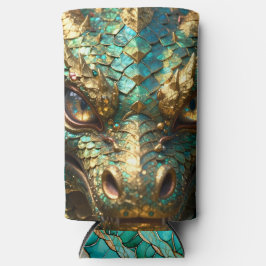 Turquoise and Gold Dragon Face Selters Dosenkühler