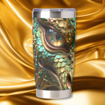 Turquoise and Gold Dragon Face