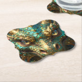 Turquoise and Gold Dragon Face Untersetzer (angewinkelt)