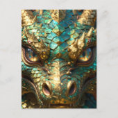 Turquoise and Gold Dragon | Keeping in Touch Postkarte (Vorderseite)