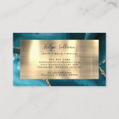 Turquoise and Gold Fogate Agate Business Card Visitenkarte (Rückseite)