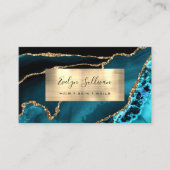 Turquoise and Gold Fogate Agate Business Card Visitenkarte (Vorderseite)