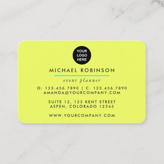 Turquoise and Lemon fun pineapers Event Planner B Visitenkarte (Rückseite)