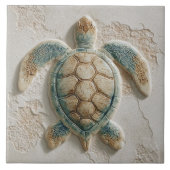 Turquoise and Sand Coastal Sea Turtle Fliese (Vorderseite)