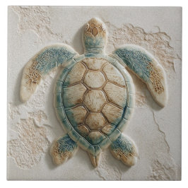 Turquoise and Sand Coastal Sea Turtle Fliese