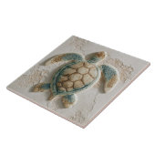 Turquoise and Sand Coastal Sea Turtle Fliese (Seite)