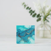 Turquoise and Teal Alcohol Ink Abstract with Gold Begleitkarte (Stehend Vorderseite)