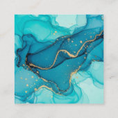 Turquoise and Teal Alcohol Ink Abstract with Gold Begleitkarte (Rückseite)