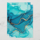 Turquoise and Teal Alcohol Ink Abstract with Gold Dankeskarte (Vorne/Hinten)