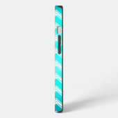 Turquoise and White Chevron pattern iPhone Hülle (Linke Seite)