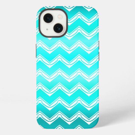 Turquoise and White Chevron pattern iPhone Hülle (Rückseite)