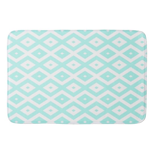 Turquoise and white diamond pattern badematte (Vorderseite)