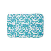 Turquoise and White Floral Damask Pattern Badematte (Vorderseite)