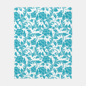 Turquoise and White Floral Damask Pattern Fleecedecke (Vorderseite)