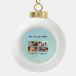 Turquoise Aqua 6-Photo Family Tribute Keramik Kugel-Ornament
