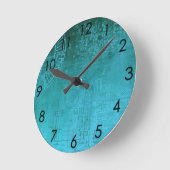 Turquoise Aqua Circuit Board Computer Geek Nerd Runde Wanduhr (Winkel)