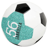 Turquoise Aqua Glittery Name und Teamnummer Fußball (Dreiviertel)