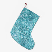 Turquoise Aqua Glitz Glitzer Kleiner Weihnachtsstrumpf (Vorderansicht (hängend))
