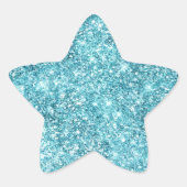 Turquoise Aqua Glitz Glitzer Stern-Aufkleber (Vorderseite)