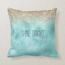 Turquoise Aqua Gold Glam Glitzer Sparkone Kissen
