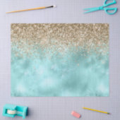 Turquoise Aqua Gold Glam Glitzer Sparkone     Seidenpapier (Basteln)