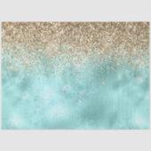 Turquoise Aqua Gold Glam Glitzer Sparkone Seidenpapier (Vorderseite)