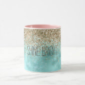 Turquoise Aqua Gold Glam Glitzer Sparkone   Tasse (Zentrum)