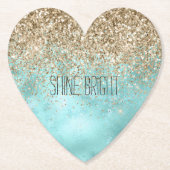 Turquoise Aqua Gold Glam Glitzer Sparkone Untersetzer (Vorderseite)