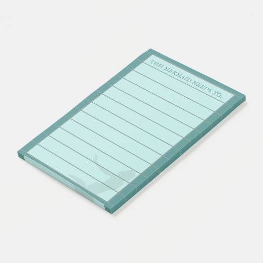 Turquoise Aqua Lined Mermaid Post it Notes Post-it Klebezettel (angewinkelt)