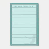 Turquoise Aqua Lined Mermaid Post it Notes Post-it Klebezettel (Vorderseite)