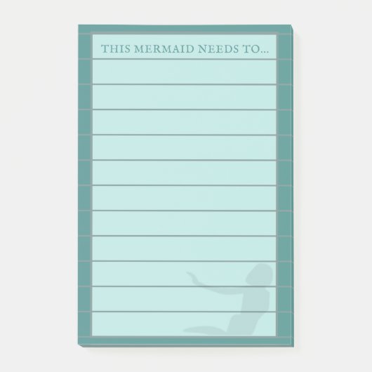 Turquoise Aqua Lined Mermaid Post it Notes Post-it Klebezettel (Vorderseite)